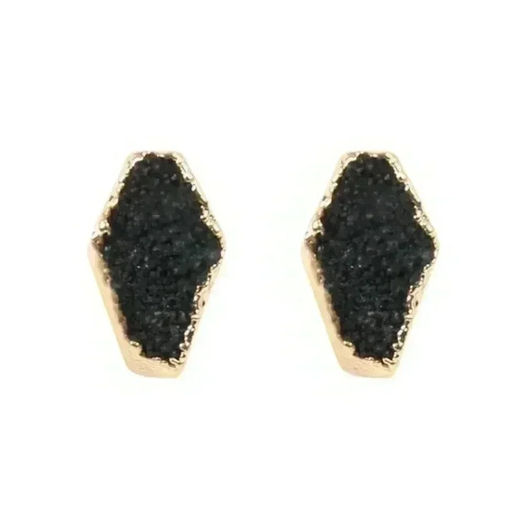 BLACK DRUZY EARRINGS - Picture 2 of 3